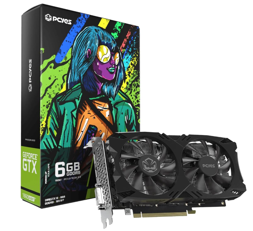 PCYES - GPU GTX 1660 SUPER GDDR6 6GB 192 BITS FULL SIZE DUAL FAN PVX1660S62F